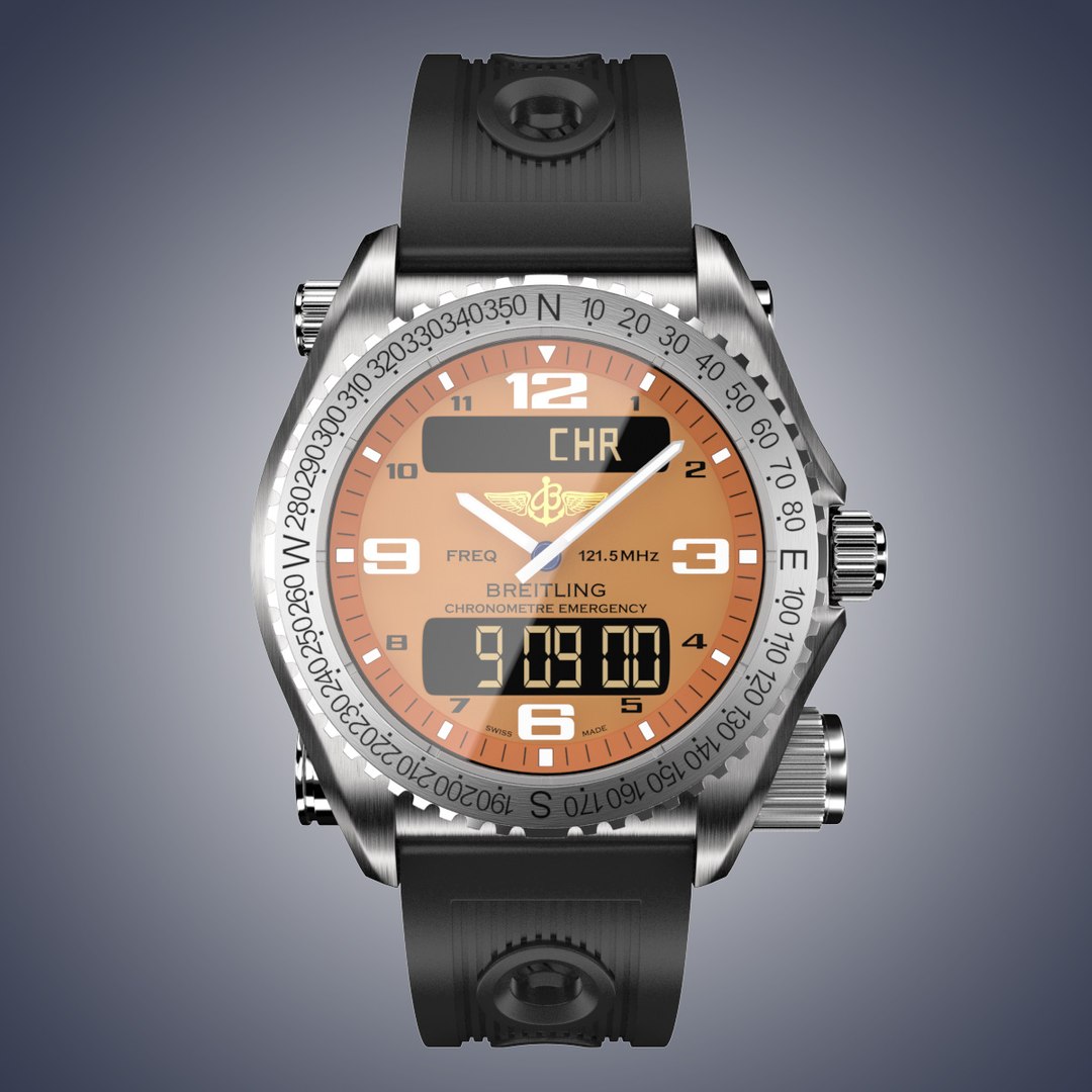 3ds max breitling emergency modeled watch