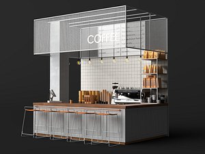 Street Coffee Kiosk Booth Cafe Stall Interior 3D Model