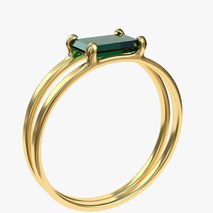 3D gold ring emerald