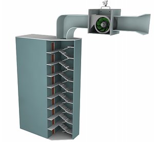 3D staircase pressurization fan stairs model