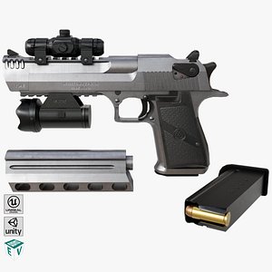 Pistol 10 Silver Generic All PBR UE Textures