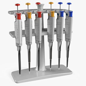 Adjustable Microliter Pipettes Kit on Stand Multicolor