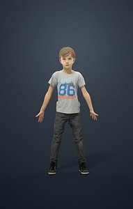 Animated Boy Kid Child - A-pose - Story - rigged Biped CAT walk included