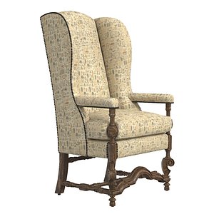 3D High Back Wing Chair in Maharam France circa 1860