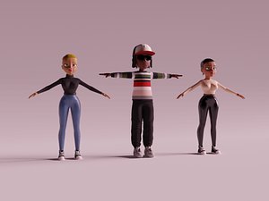Cartoon Characters Rap 3D model