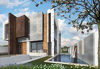 Modern villa house 3D model with interior and exterior furniture  PDF and DWG plans