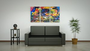 Couch Leather Office Low Poly
