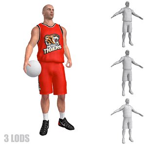 Basketball Player 4 LOD's Rigged