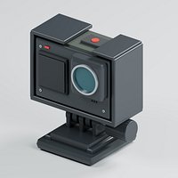 Action Camera with Protective Frame Pivot Buckle and Base Mount