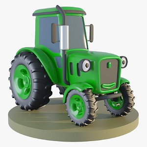 cartoon s toy tractor 3D model