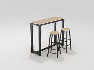 Bar table with chairs clear MAx 2021 3D model