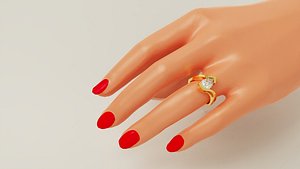 Pear shape diamond tension style bypass solitaire ring 3D model