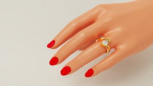 Pear shape diamond tension style bypass solitaire ring