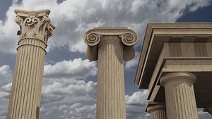 Classical architectural column pack - Doric ionic corinthian Low-poly 3D model