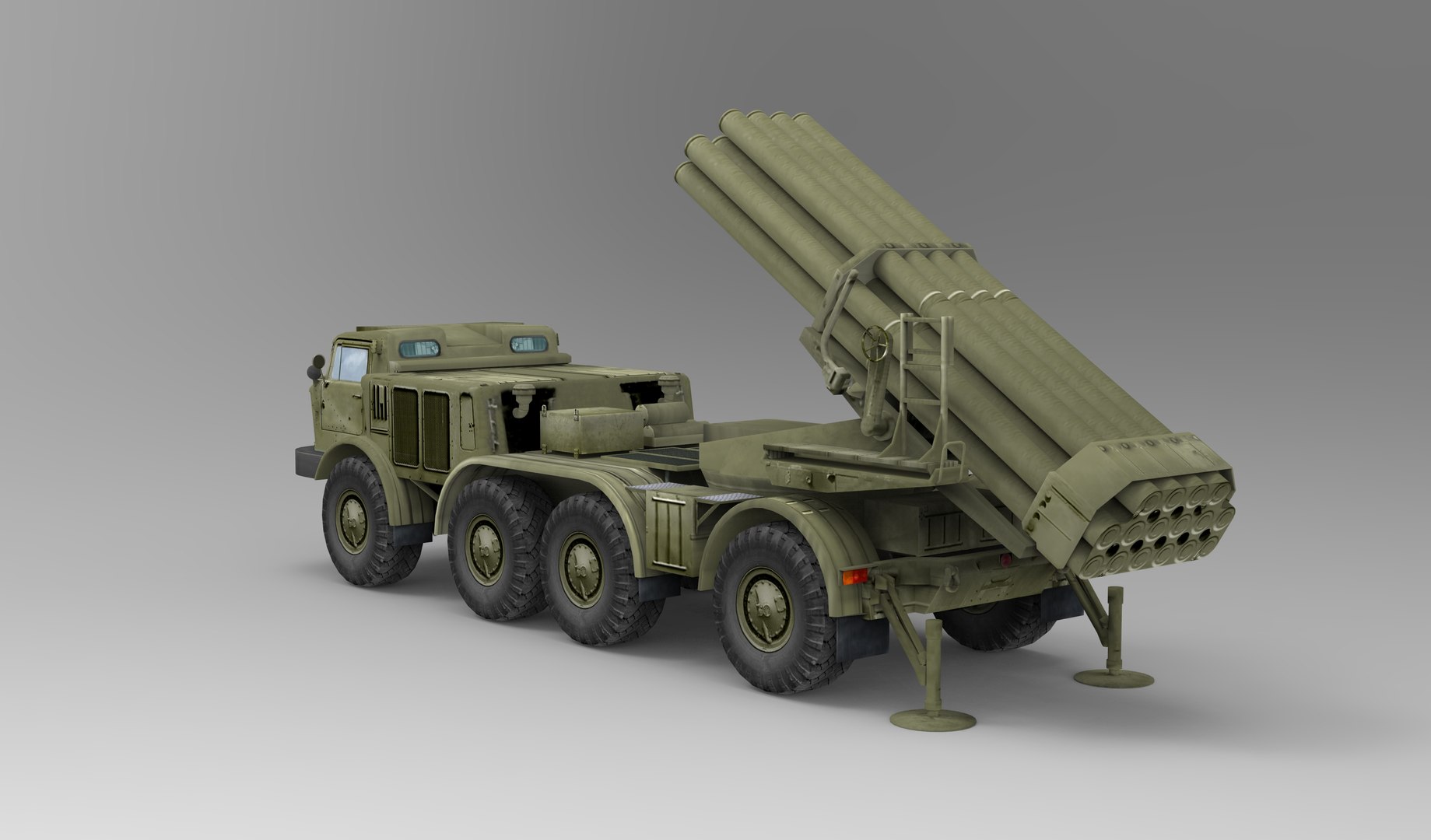 BM-27 URAGAN 9P140 On A ZIL 135 Truck 3D Model - TurboSquid 1993017