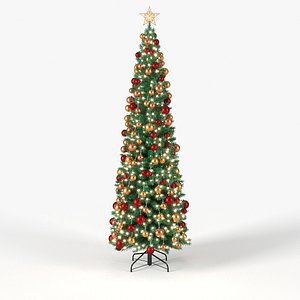 Christmas Tree 6 feet with Balls and Lights 3D model