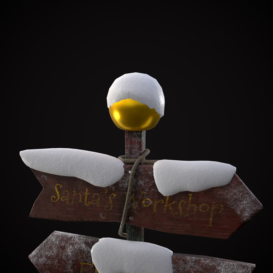 Santas Village Directional Post 3D - TurboSquid 2010647