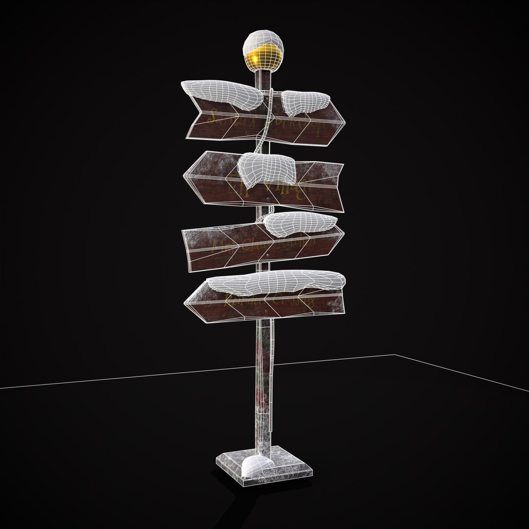 Santas Village Directional Post 3D - TurboSquid 2010647