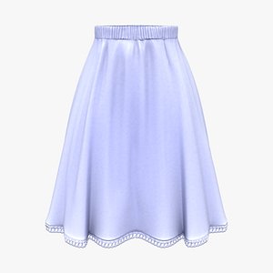 White Embroidery Skater Skirt