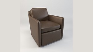 3D Modern Leather Swivel Armchair 3D Model