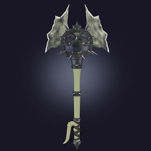 3D Stylized mace-axe PBR low-poly game ready model