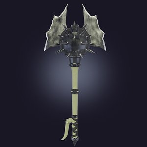Stylized mace-axe PBR low-poly game ready