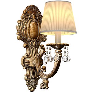 Classic style Antique bronze Wall Lamp Sconce with crystal 3D model