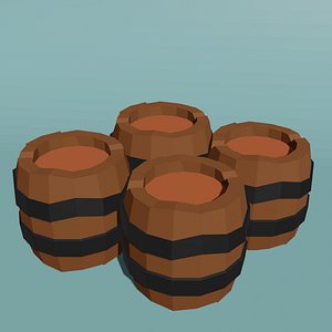 Low Poly Barrel 3D Model