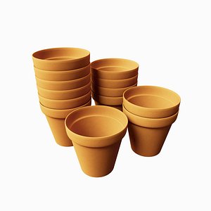 Plant Pots  Clay Pots - Stacked - 3D Assets 3D