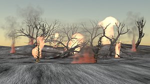 3D model forest ash trees