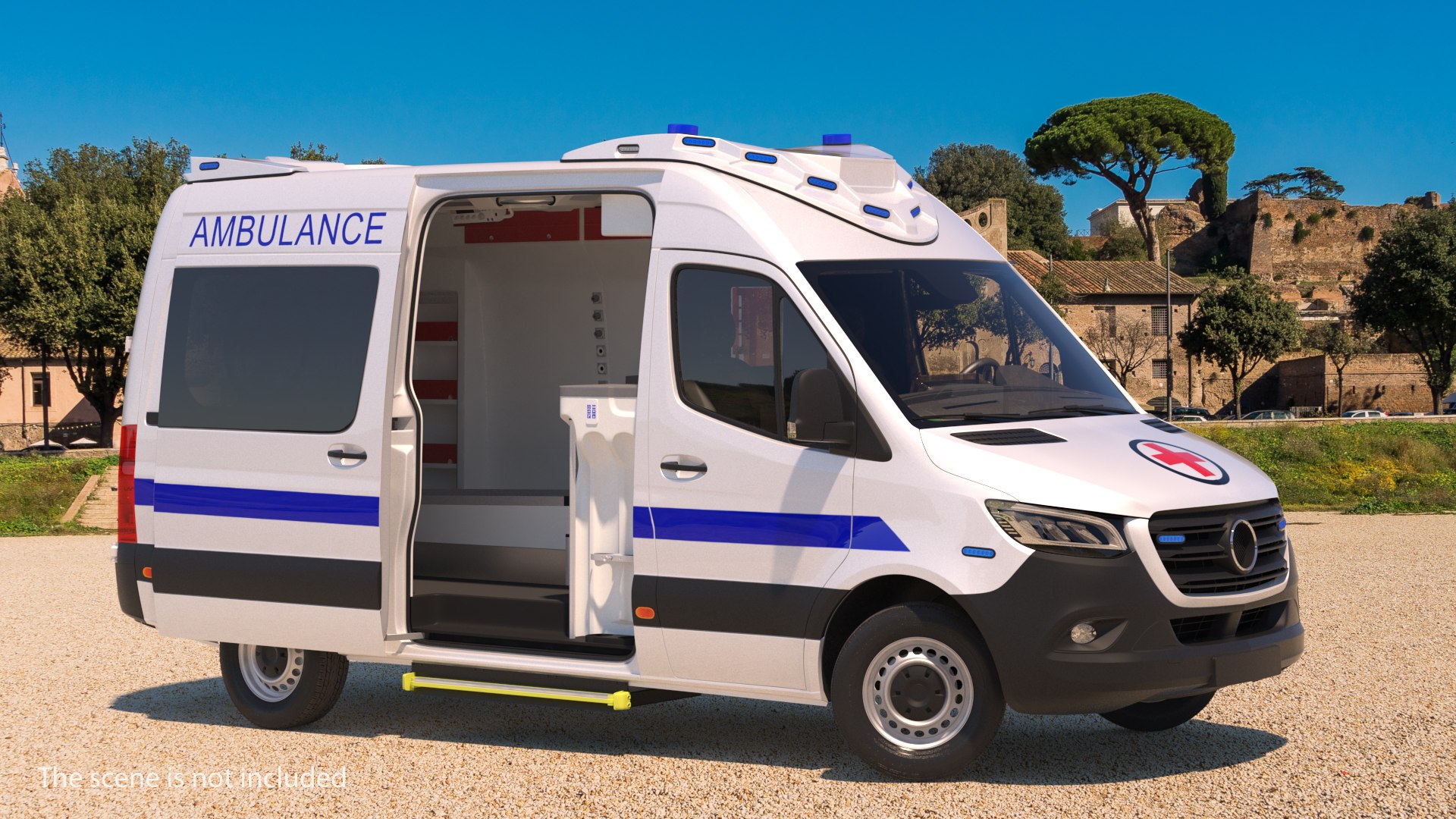 Ambulance Van with Interior Generic Rigged 3D model preview