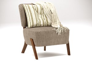 Cubist Armchair with Throw and Pillow 3D model