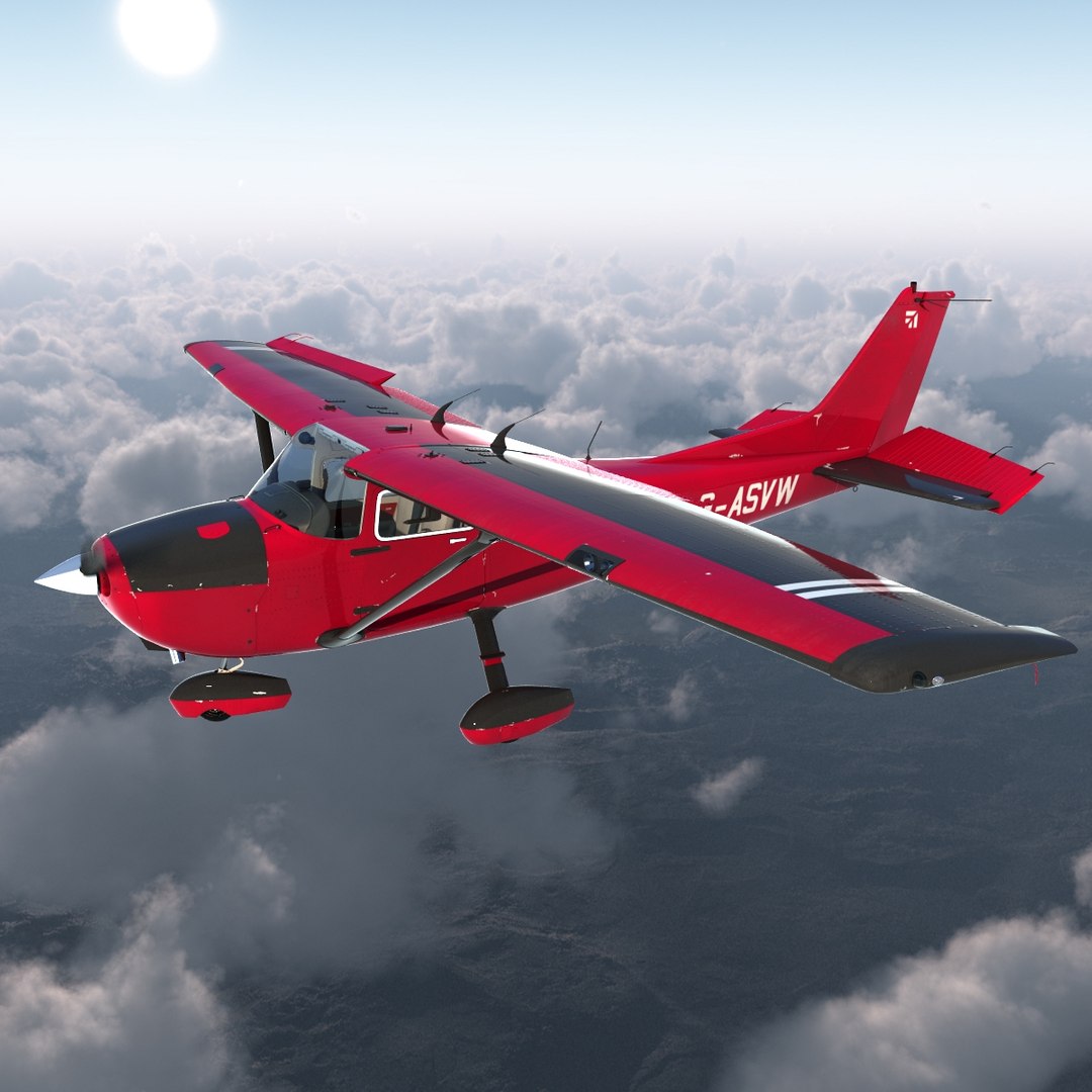 3d model cessna 172 red