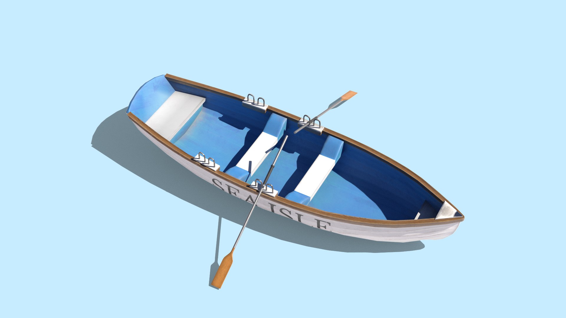 3D model Boat With Oars VR / AR / low-poly