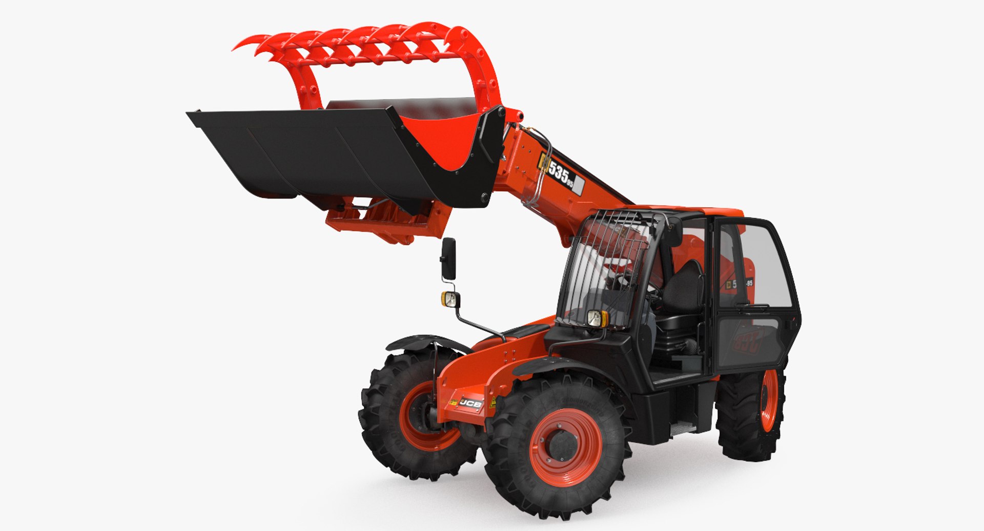 Telehandler JCB 535 Forklift Bucket Rigged 3D model preview