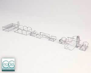 houses outline with iron wire