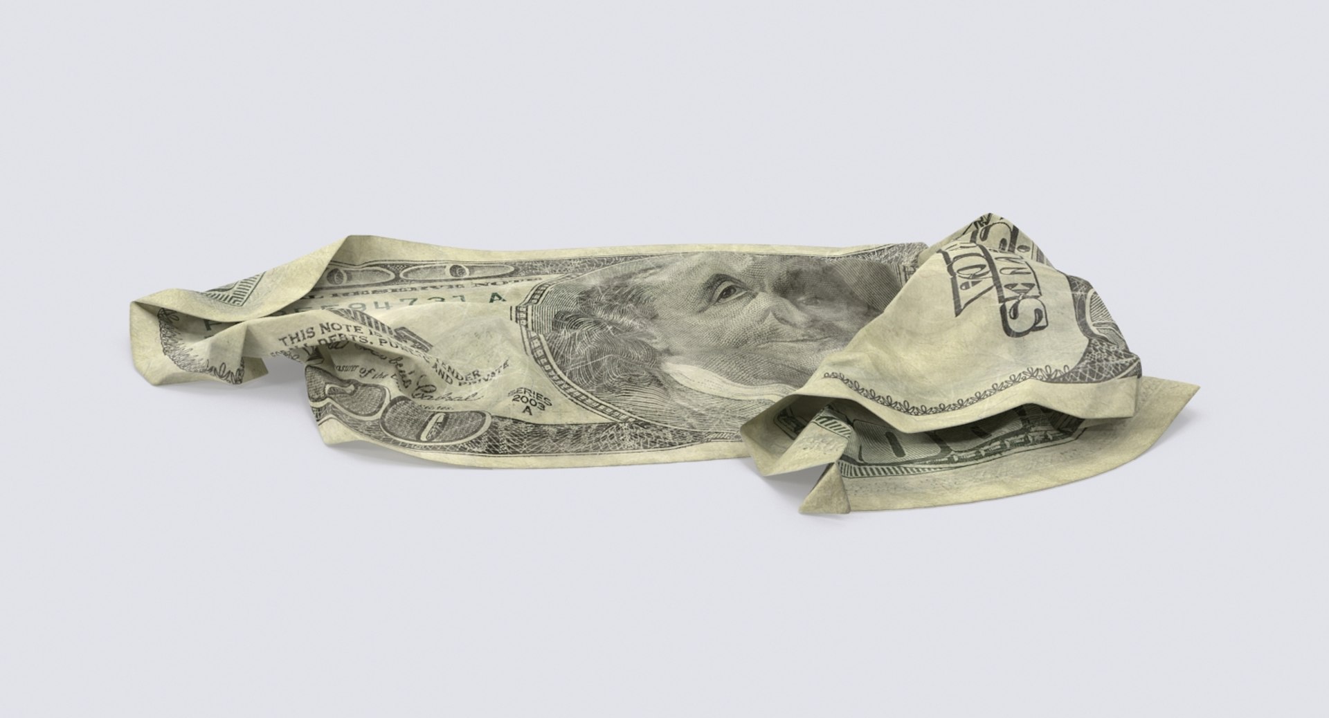 美国100美元钞票皱折折叠3D模型- TurboSquid 1090779, image size:1920x1038