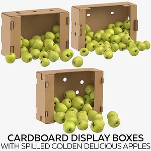 Cardboard Display Boxes with Spilled Golden Delicious Apples