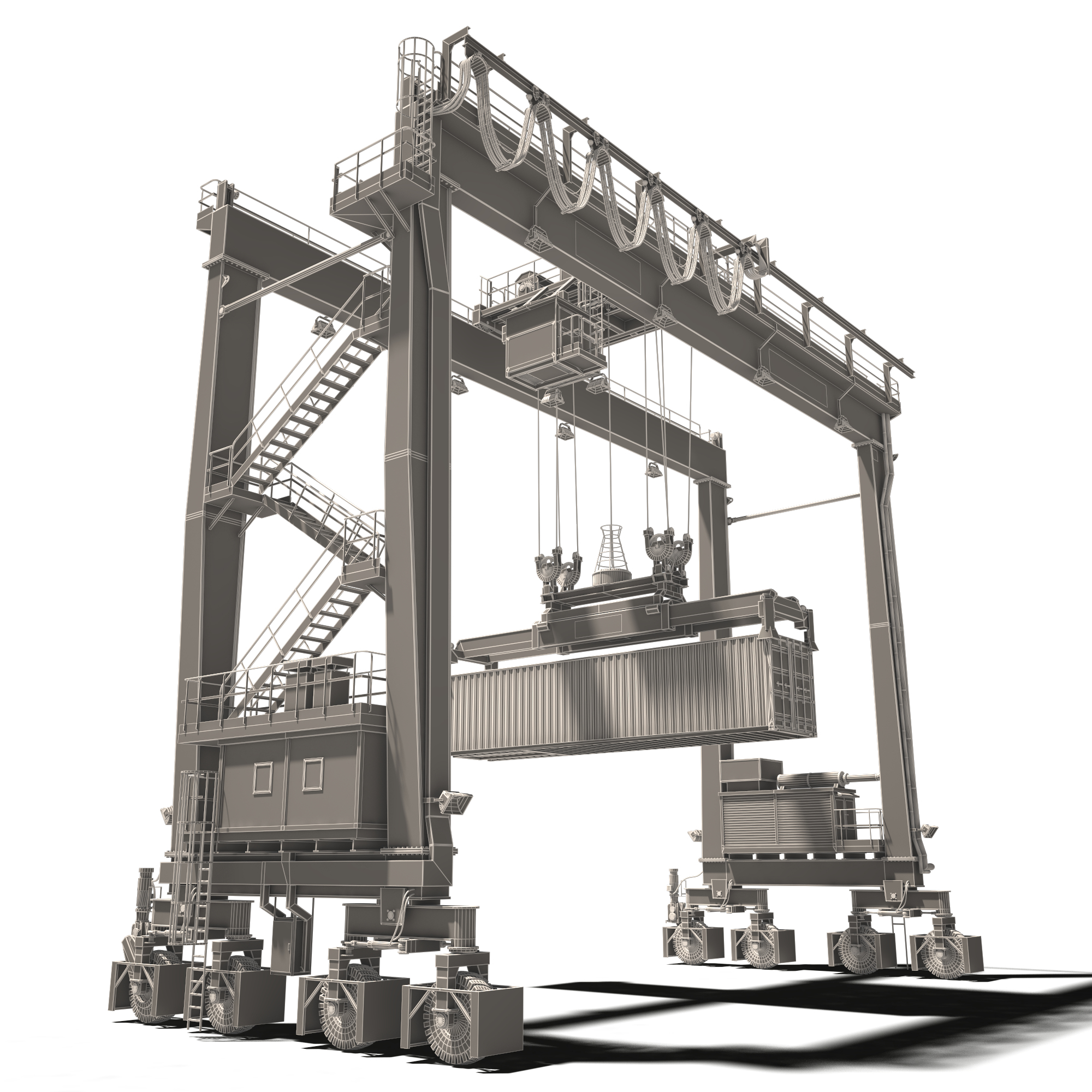 Rubbertyred gantry crane 3D model TurboSquid 1276407
