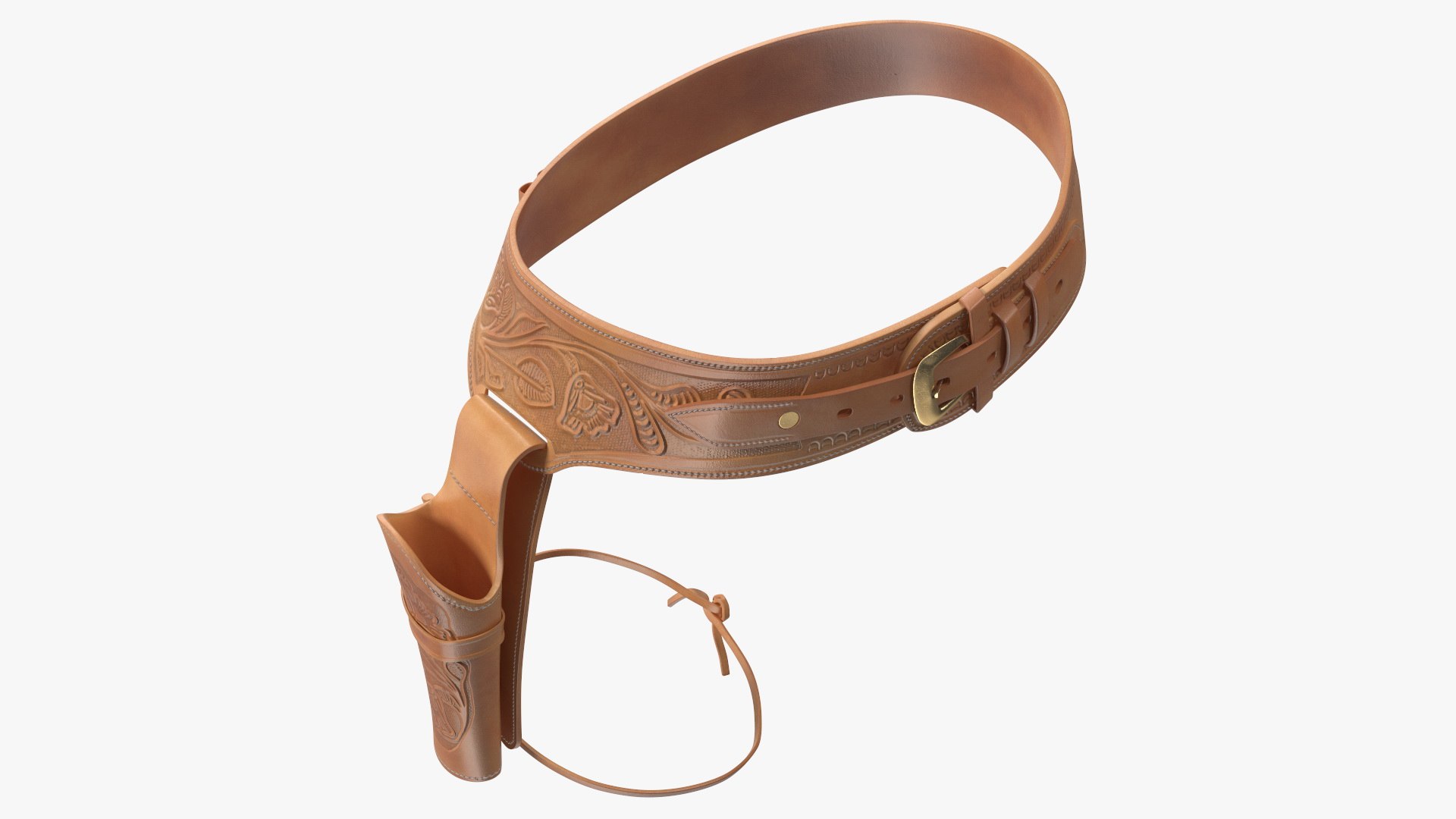 Western Gun Belt with Holster 3D model preview