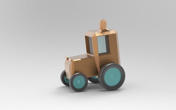 Trator de brinquedo dos desenhos animados Modelo 3D $49 - .fbx