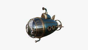 3D Submarine Cartoon A02 Bronze - Sub Watercraft Vehicle