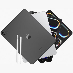 Apple iPad Pro 13 2025 M5 WiFi and Cellular with Pencils Black and Silver 3D
