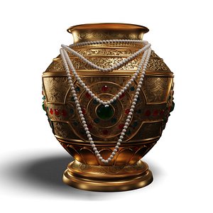 Golden Kalash with Pearl Necklace