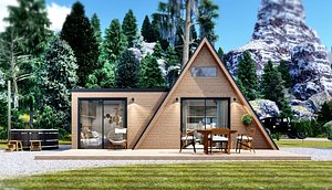 A frame house A34 34m2 Low-poly 3D model