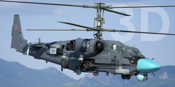 3Dモデルロシア軍攻撃ヘリコプターKa-52 Hokum Bアリゲーター3D