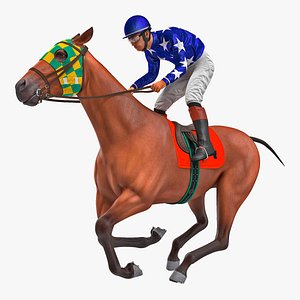 bay racing horse gallop 3D model