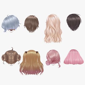 3D model hair style 02