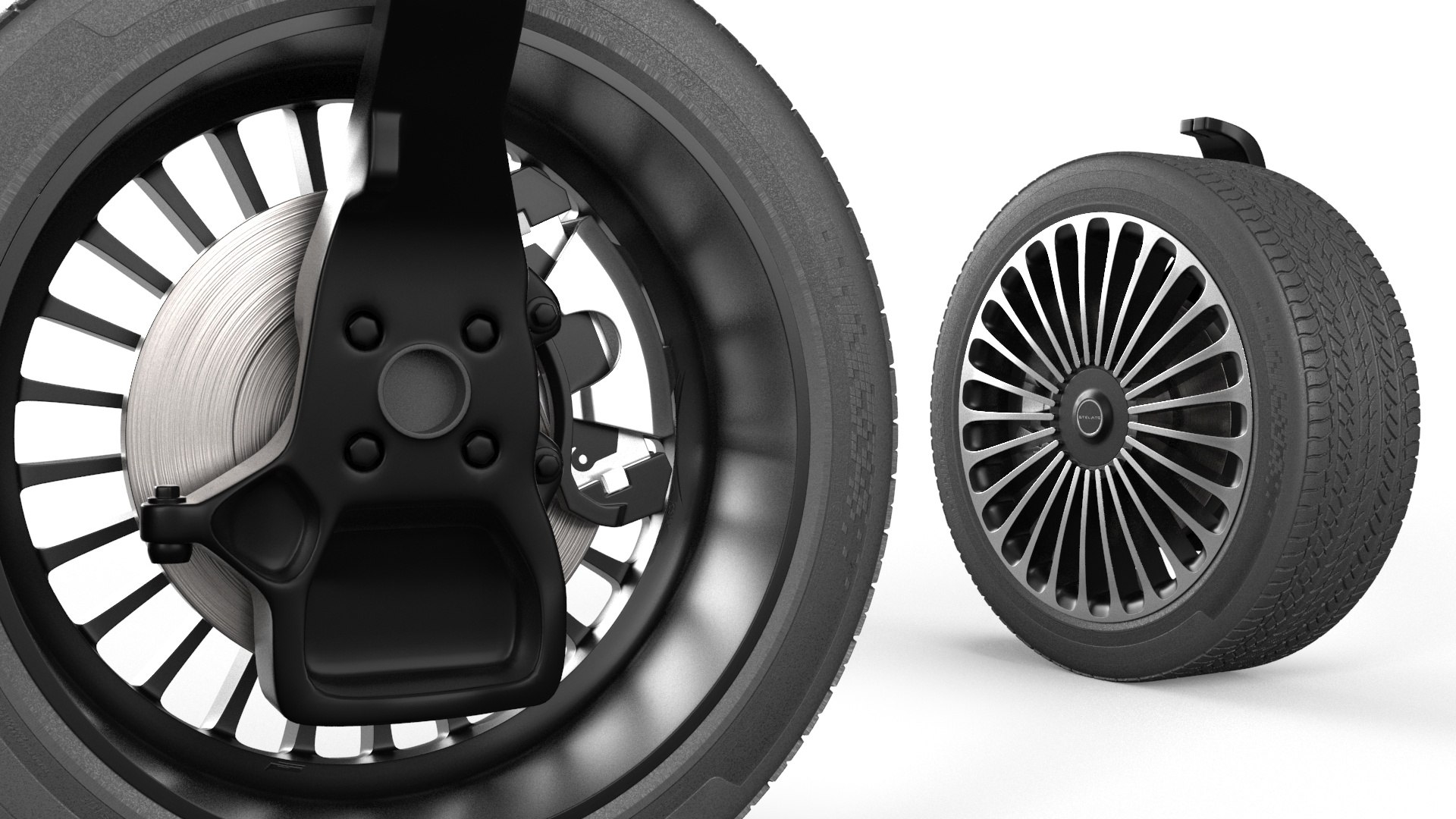 Huawey Stelato Car Wheel 3D model for vehicle visualization, games, animation, transport scenes, and automotive rendering