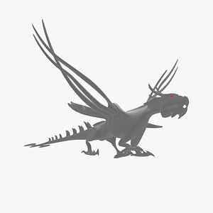 3D Grey Skeletal Dragon